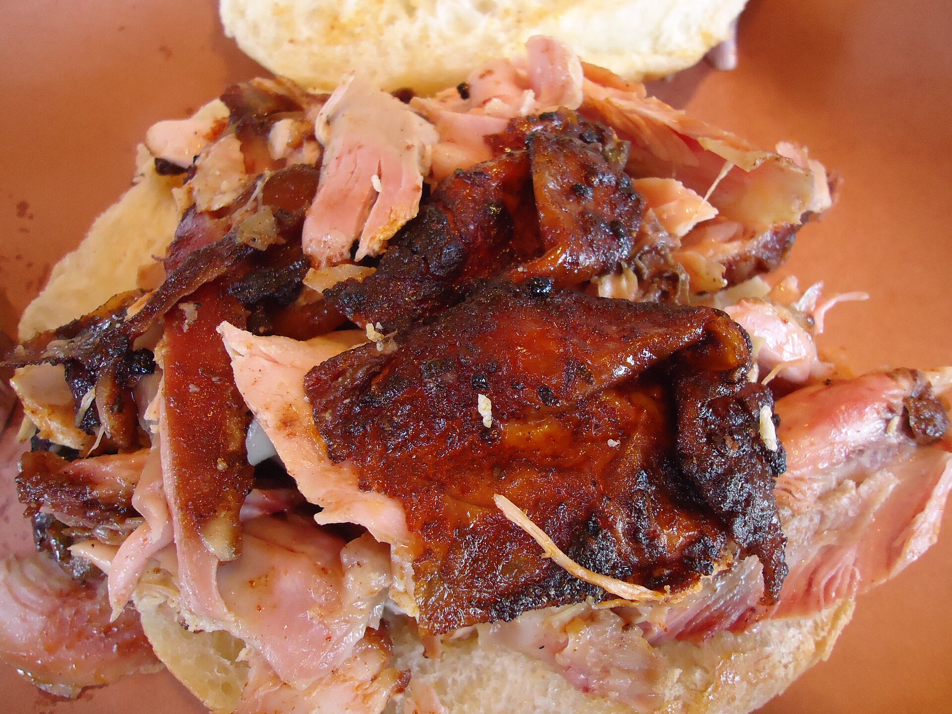 Barbecue chicken sandwich photographed at a New Jersey restaurant